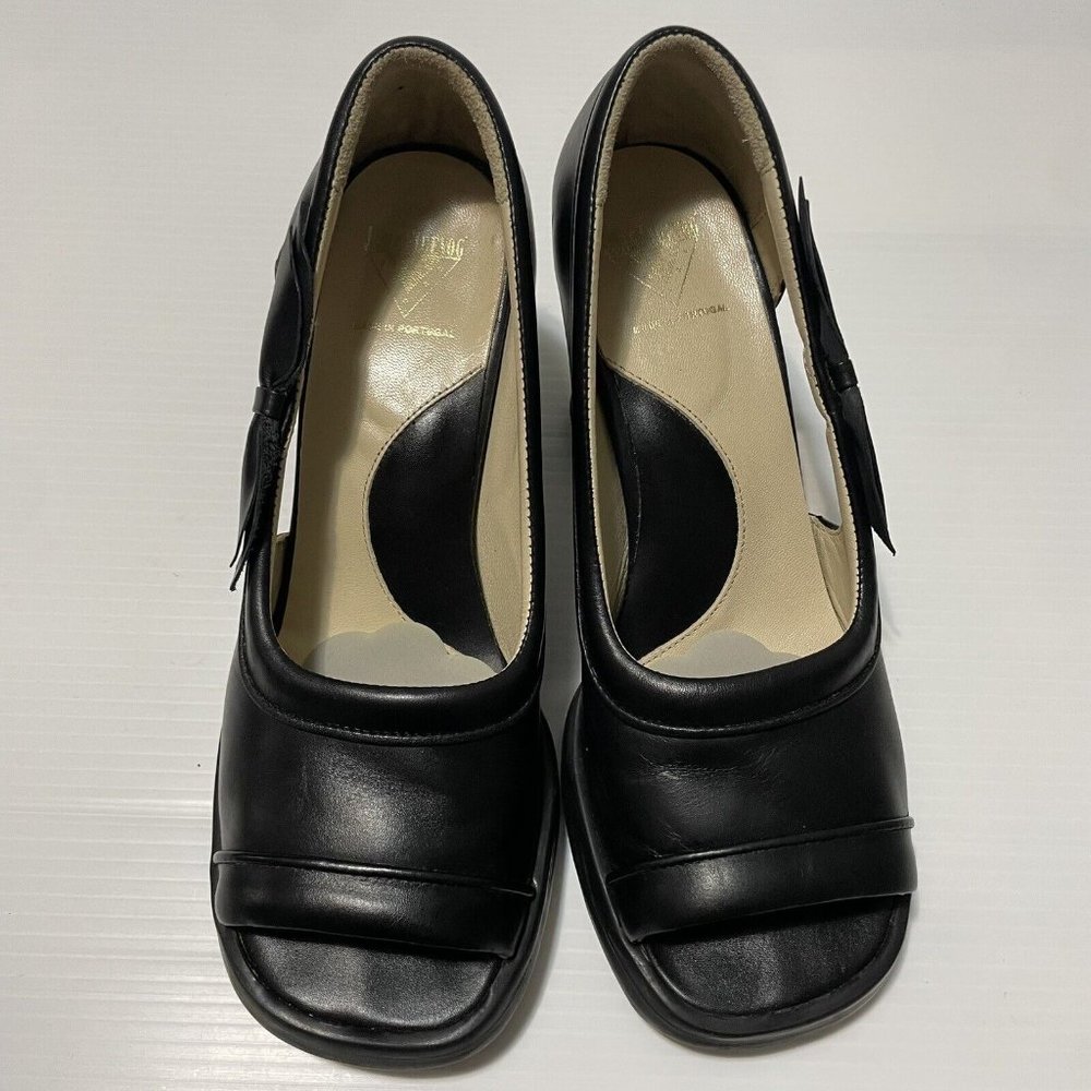 John Fluevog Mini Bebe Open-Toe Pumps Black Chunky Women’s Shoes Sz 10 - Picture 15 of 16
